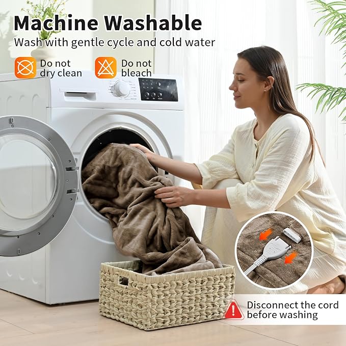 Heated Electric Blankets - Soft Flannel Electric Throw Heating Blanket Throw 50" x 60" Taupe - Velvet & Velvet