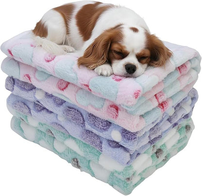 Three Piece Pet Blanket Set for Dogs Cats Soft Comfy Puppy and Kittens Bed Blanket Fluffy Fleece Pets Throw with Cute Patterns (Medium 30x20.5 inch, Colored Heart)