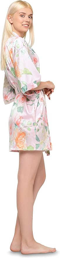 Turquaz Women's Bride Bridesmaids Silky Robe Satin Kimono Robes for Women Lingerie