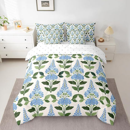 Feelyou Girls Flower Comforter Set with Sheets King Size 7 Pieces Kids Romantic Florals Pattern Bedding Set for Boys Women Teens Garden Botanical Nature Theme Bed in a Bag Room Decor