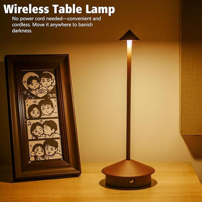 2 Pack Cordless LED Table Lamp, Rechargeable 5200mAH Battery Operated Lamp for Decor, 3 Color Stepless Dimming Desk Lamps, for Restaurant, Bedroom, Outdoor Camping, Coffee Shop, Night Light