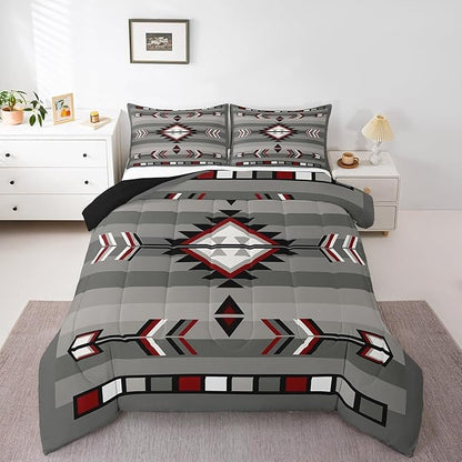 Erosebridal Western Boho Bedding Sets Toddler Southwestern Aztec Comforter Set Bohemian American Native Quilt Set for Boys Adults Men,Exotic Tribal Geometric Duvet Insert Farmhouse Home Room Decor