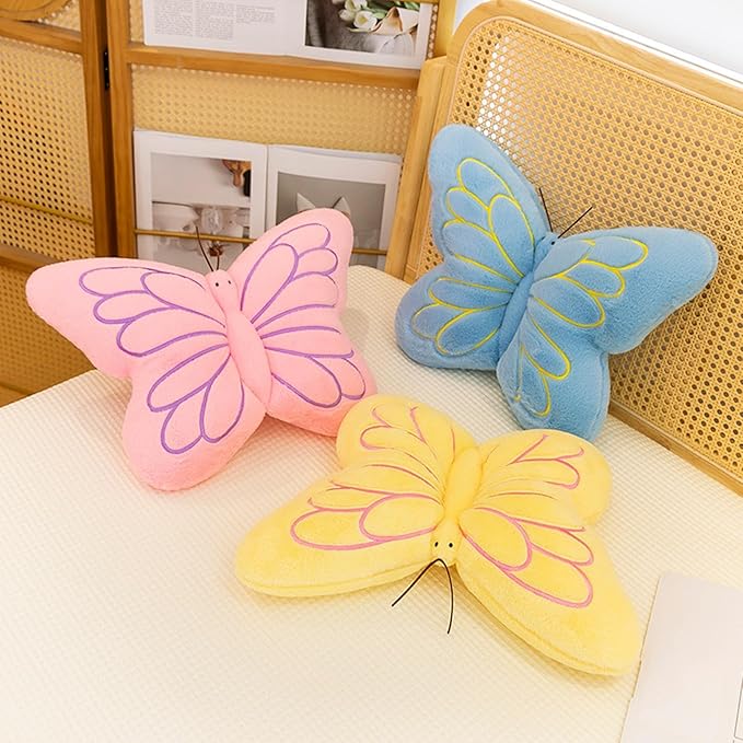 Butterfly Pillow Cute Butterfly Decorative Throw Pillows Cushion 16 x 12 inch for Women Room Home Garden Sofa Couch Pink