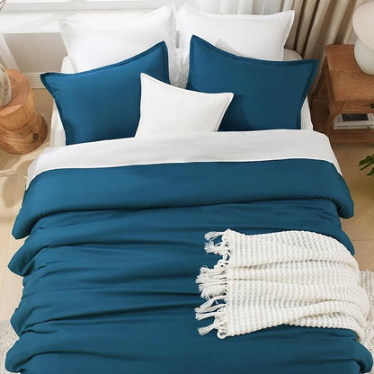 Litanika Teal Comforter Full Size, 3 Pieces Turquoise Lightweight Solid Bedding Comforter Set, All Season Fluffy Bed Set (79x90In Comforter & 2 Pillowcases)