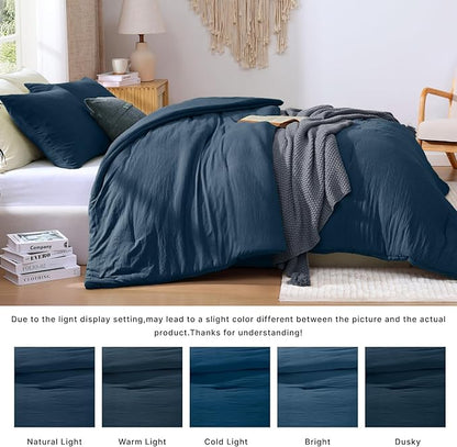 WRENSONGE Queen Comforter Sets - 3 Pieces Prewashed Serenity Blue Comforter Soft Lightweight for All Seasons,Down Alternative Comforters Queen Size with 2 Pillow Shams