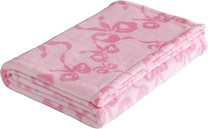 Betsey Johnson - Comforter Set, Super Soft Bedding with Matching Sham & Sheets, Includes Bonus Pillowcase & Reversible Plush Throw (Bow Stripe Pink, Full)