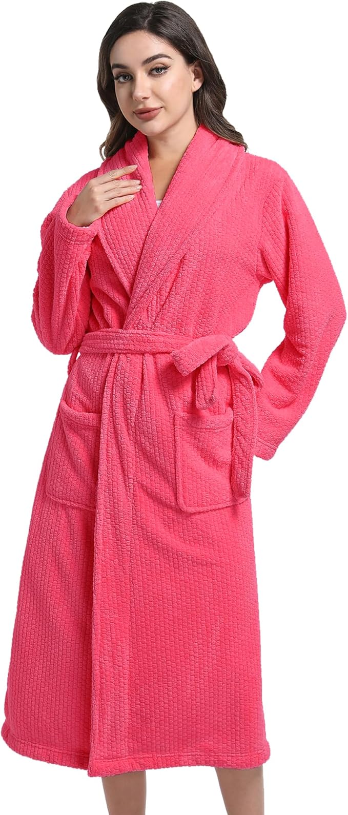 Women's Shawl Collar Bathrobe, Soft Long Towel Robes for Women - Super Absorbent Quick Dry yet Warm