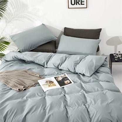 Houseri Light Blue Comforter Set - Soft, Breathable Twin Size for Boys & Girls - Dusty Blue Bedding with Greyish Blue Comforter & Quilts
