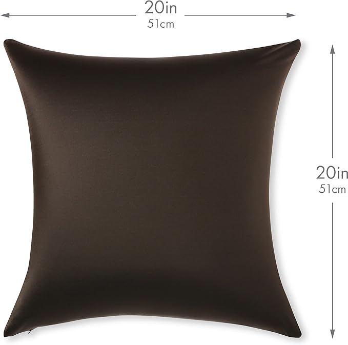 PILLOWY 20"x20" Throw Pillowcases (Cover Only) - 85/15 Nylon, Spandex - Luxurious, Silky, Stretchy & Soft - 1Pcs Solid Color - A Perfect Choice for Couch Chairs Sofa Bed Adult or Kids Bedroom, Black