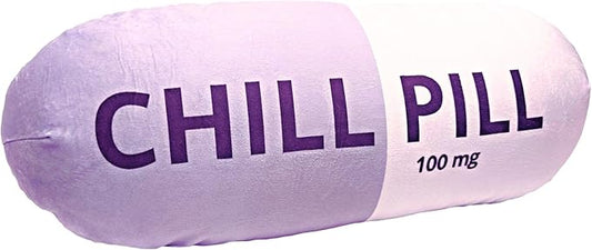 Chill Pill Pillow - Cervical Neck Pillow, Calming Corner Classroom Must Haves Bolster Throw Pillows, College Dorm, Boho Classroom Decor, Funny Lumbar Support, Home Office Preppy Stuff
