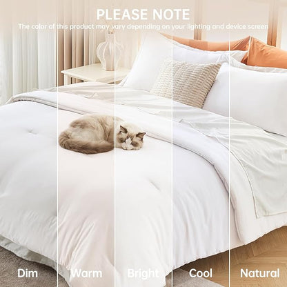 MUXHOMO King Size Comforter Set, All Season Ultra Soft Down Alternative Bedding - 3 Piece Lightweight Bed Set Includes 1 Comforter (104"x90") and 2 Pillow Shams (20"x36"), Wihte