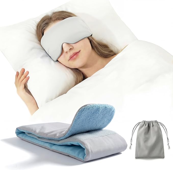 Deep Sleep Eye Mask 3.0 - Adjustable & Light-Blocking with Upgraded Silicone Seal, Dual-Sided Design(Ice-Silk & Wood Fiber), Zero-Pressure & Ultra-Soft for Side Sleepers and Travel (Gray)