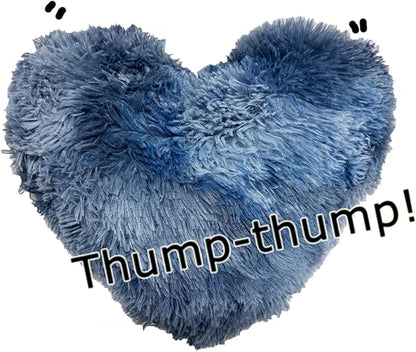 MorroMorn Fluffy Heart Throw Pillows, Shaggy Decorative Pillow for Sofa Couch Bed, Cute Room Decor Decorations for Women Girls Kids (Tie-dye Navy)