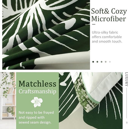Menghomeus Floral Comforter Set Queen Ombre Green Bedding Lightweight Microfiber Bed Comforter for All Season, 3 Piece Flowers Comforter with 2 Pillowcases
