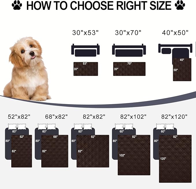 Smiry Reversible Waterproof Couch Covers for Sofa, Washable Dogs Couch Covers for 3 Cushion Sofa Pet Friendly, Water Resistant Furniture Protector Slipcover, Geometric (82"x82", Chocolate/Dark Grey)
