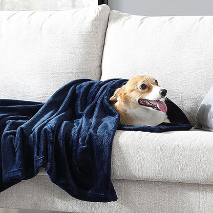 Hansleep Fleece Navy Blue Full Blanket, Super Soft Flannel Fuzzy Plush Cozy Blanket for All Seasons, Navy Blue, Full 84x90 Inches