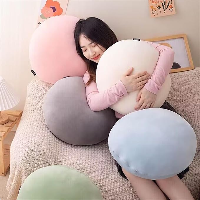 MOJUN Round Throw Pillow, 15.7" Soft Solid Color Round Sofa Lumbar Pillow Floor Pillow Home Decorative Pillow Cushion for Couch Car Living Room Bedroom, Blue