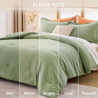 MUXHOMO Green Twin/Twin XL Comforter Set, All Season Ultra Soft Down Alternative Bedding - 2 Piece Lightweight Bed Set Includes 1 Comforter (68"x88") and 1 Pillow Shams (20"x26")