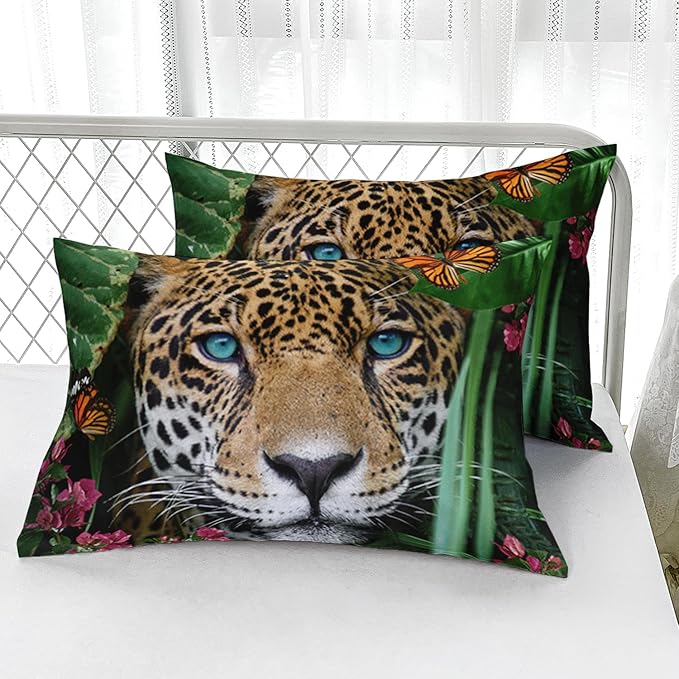 Cheetah Print Comforter Set Leopard Comforter Set Twin Size，Wild Animal Print Comforter for Kids Teens and Adults Soft Microfiber All Season(1 Comforter & 2 Pillowcases)