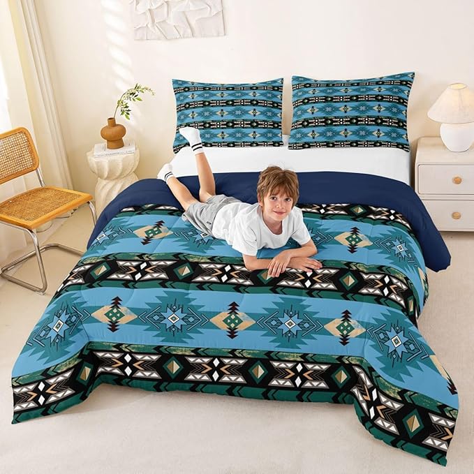 Erosebridal Western Boho Queen Comforter Set,Aztec Quilt,Ethnic Tribal Arrow Bedding Set Country Decor Western Duvet Insert,Western Room Decor for Bedroom Boho Living Room Decor,Southwestern Decor