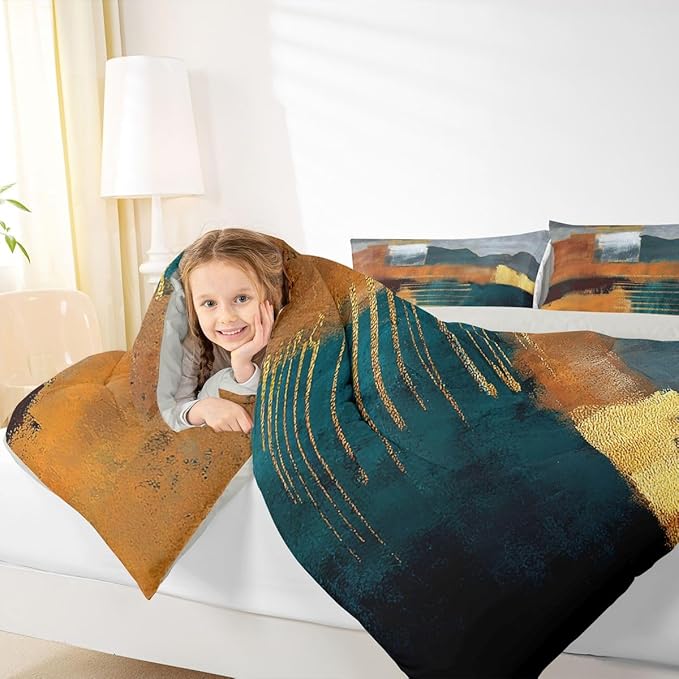 Erosebridal Grunge Tie Dye Comforter Set Abstract Bedding Set Full, Ombre Gradient Bedding Comforter Sets Vintage Aesthetic Duvet Set, Multicolor Quilted Comforter Microfiber 3pcs (2 Pillow Cases)
