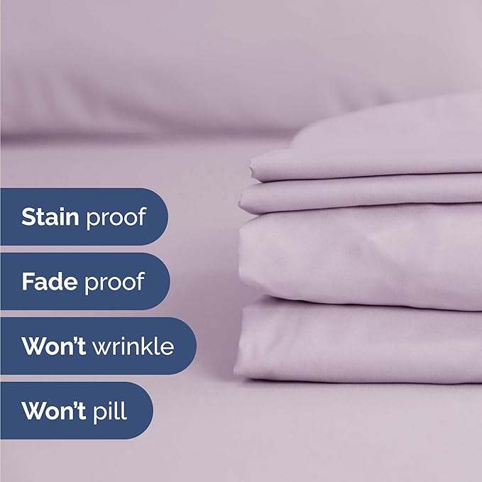 Twin 4 Piece Sheet Set - Comfy Breathable & Cooling - Soft Hotel Luxury Bedding Set with 8-16 Inch Deep Pockets - 1 Flat & 1 Fitted Sheet & 2 Pillowcases - Wrinkle Free & Easy Care - Light Lavender