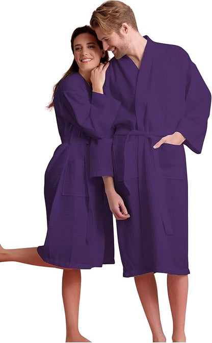 Luxurious Bathrobe for Women - Soft & Absorbent - Lightweigh & Comfort - Long & Kimono - Waffle & Cotton - Hotel/Spa Robe