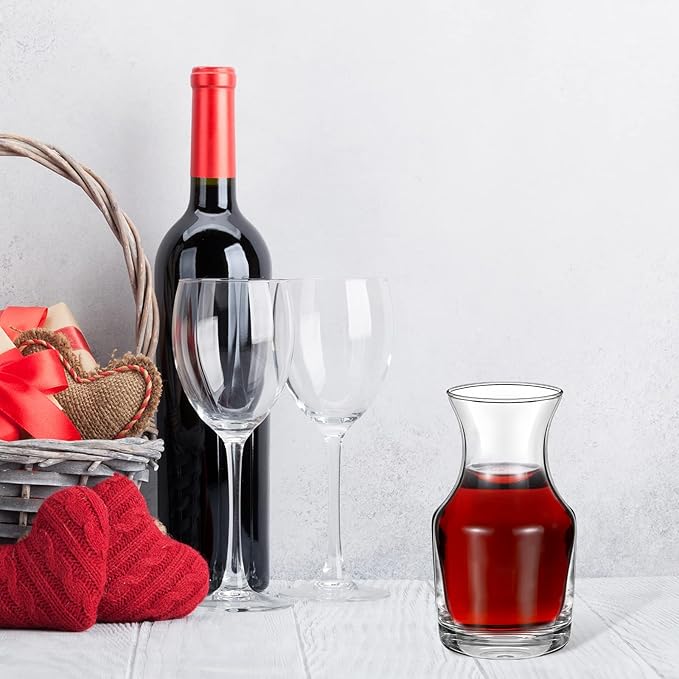 12 Pack Single Serving Wine Carafe Glass Small Mini Carafe Individual Wine Refill Decanter for Dinner Parties Tastings Bars Restaurants (6.5 oz)