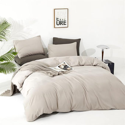CLOTHKNOW Light Khaki King Size Comforter Set Oatmeal Bedding Comforter Sets Soft Tan Comforter Beige Khaki Comforter with 2 x Pillow Cases