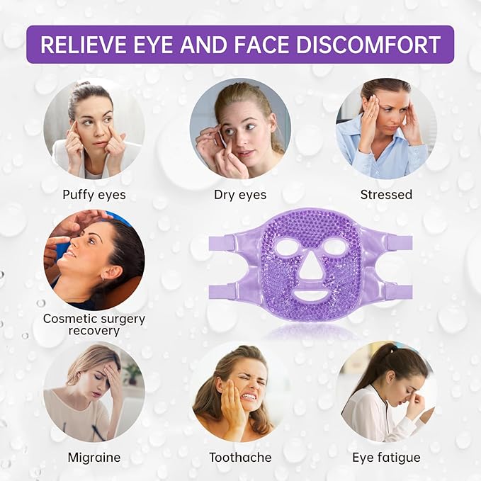 ZNÖCUETÖD Face Ice Mask Facial Ice Packs Gel Hot Cold Compress for Post Oral, Dental, Nose,Facelift Plastic Cosmetic & Laser Surgery Recovery Puffiness Swelling Dark Circles & Headaches Gift for Women