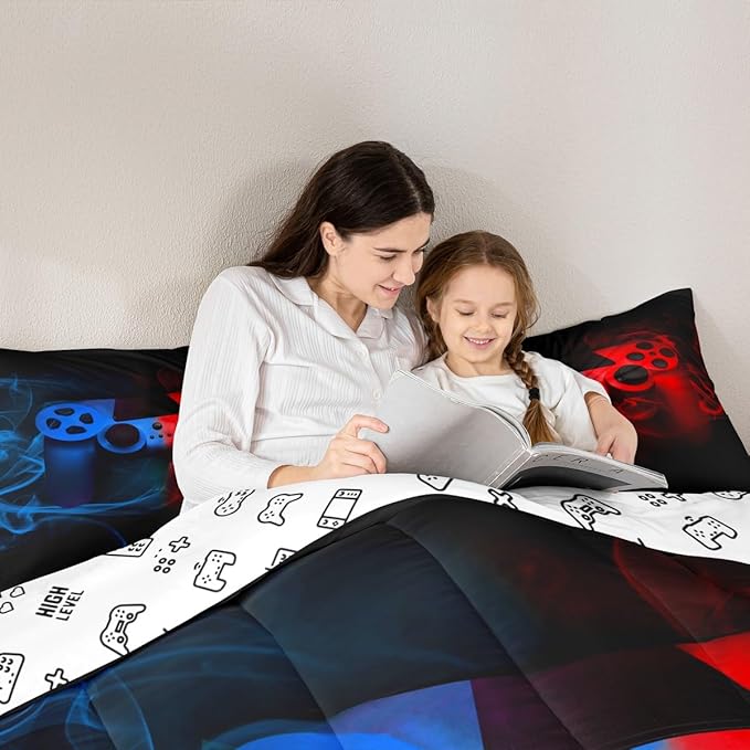 Erosebridal Gamer Bedding Set, Full Comforter Set for Boys, 3PC, Multi 10, Game Controller Design, All Seasons