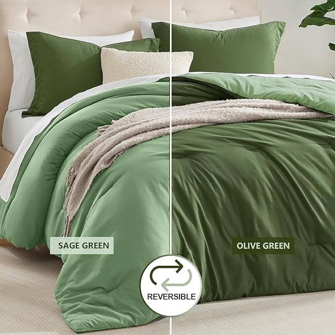 satisomnia Twin Size Green Comforter Set, Twin 2 Piece Down Alternative Comforter Set