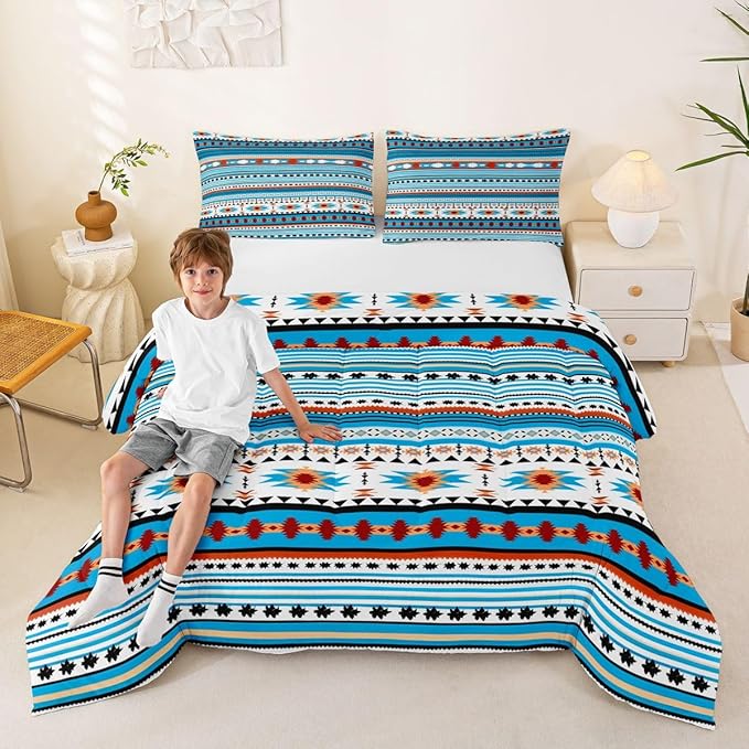 Erosebridal Western Boho Queen Comforter Set, Aztec Quilt, Ethnic Tribal Arrow Bedding Set, Southwestern Decor