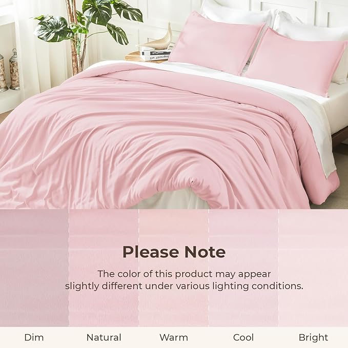Litanika Comforters Pink Oversized King Size, 3 Pieces Lightweight Solid Bedding Set & Collections, All Season Fluffy Bed Set (120x98In Comforter & 2 Pillowcases)