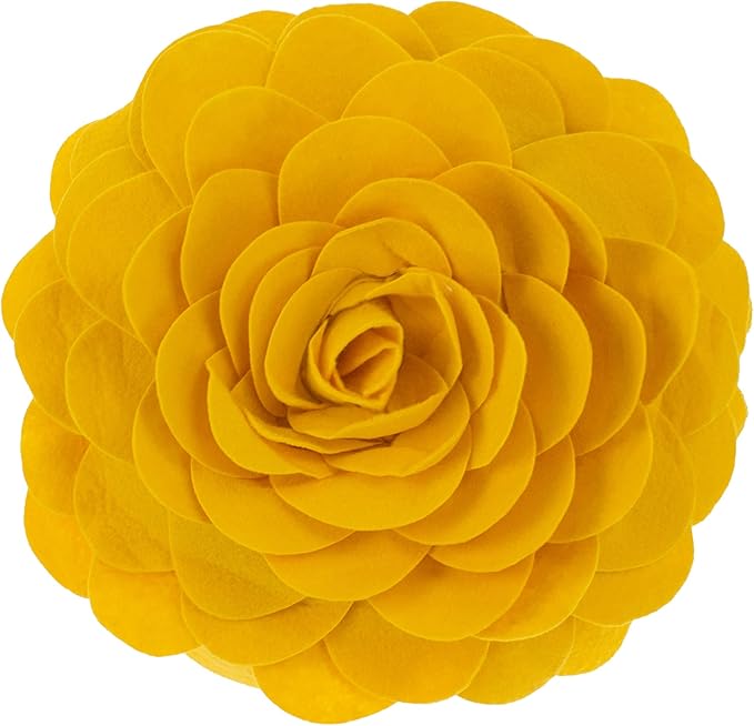 Fennco Styles Eva's Flower Garden Decorative Filled Throw Pillow 13" Round - Gold Floral Accent Pillow for Home, Couch, Bed, Living Room, Holiday and Office Décor