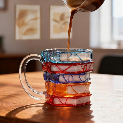 VNROSE Painted Book Mug - Novelty Coffee Mugs，Personalized Gift for Book Lovers, Valentine's Day Gifts for Book Lovers,Unbreakable Library Art Cup,Book Club Gifts(10oz)