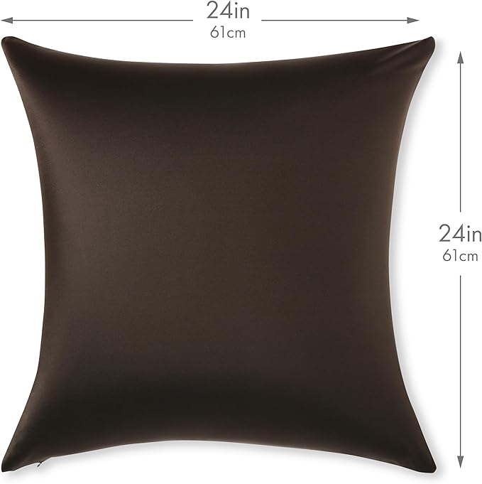 PILLOWY 24"x24" Throw Pillowcases (Cover Only) - 85/15 Nylon, Spandex - Luxurious, Silky, Stretchy & Soft - 1Pcs Solid Color - A Perfect Choice for Couch Chairs Sofa Bed Adult or Kids Bedroom, Black