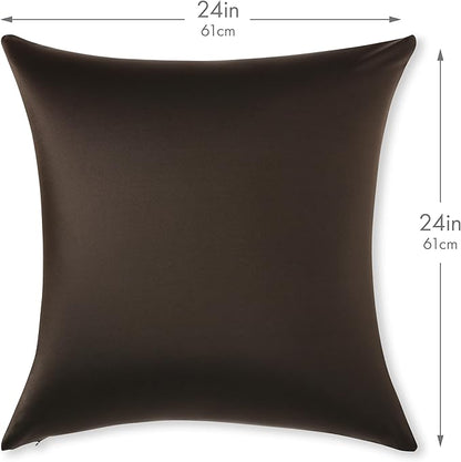 PILLOWY 24" x 24" Throw Pillow - Black: 1 PCS Luxurious Premium Microbead Pillow with 85/15 Nylon/Spandex Fabric. Forever Fluffy, Outstanding Beauty & Support. Silky, Soft & Beyond Comfortable
