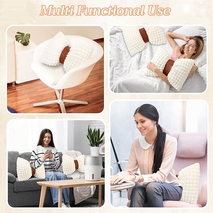 Novabright 2 Pcs Bow Pillow, 13 x 14 Bow Shaped Coquette Throw Pillow, Cushion Soft Home Decorative for Bedroom Sofa Couch Living Room(Beige)