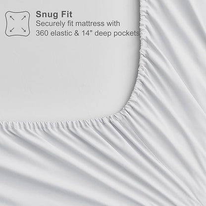 Maple&Stone Full Size Comforter Set 7 Pieces Bed in a Bag - Down Alternative Bed Set with Sheets, Pillowcases & Shams, Soft Reversible Duvet Insert,White