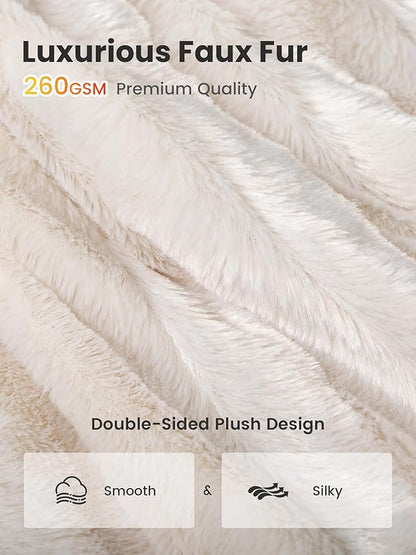 WOOMER Heated Blanket Throw 50" x 60", Electric Blanket Throw with 4 Heating Levels & 4H Auto Off, ETL Certified, White Double-Sided Velvet, Over-Heat Protect, Machine Washable