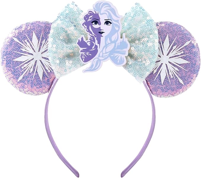 Mouse Ear Headbands,Sparkle Mouse Ears Headband for Women Girls Cartoon Princess Costume Cosplay Decoration (Elsa)