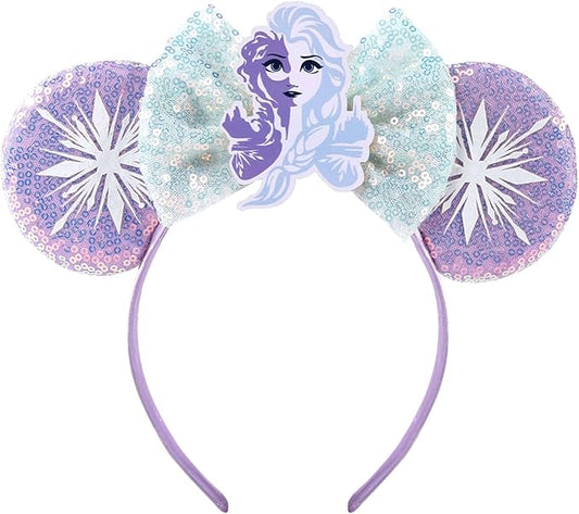 Mouse Ear Headbands,Sparkle Mouse Ears Headband for Women Girls Cartoon Princess Costume Cosplay Decoration (Elsa)