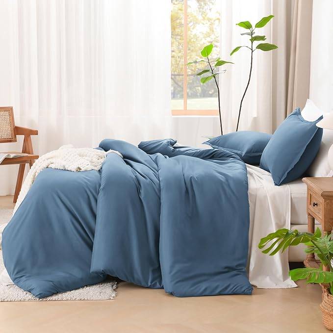 Litanika Comforters Twin XL Size Ocean Blue, 2 Pieces Lightweight Solid Bedding Set & Collections, All Season Fluffy Bed Set (68x92 Inches Comforter & 1 Pillowcase)