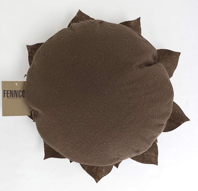 Fennco Styles Handmade 3D Heart-Shaped Petals Flower Decorative Filled Throw Pillow 13" Round - Chocolate Floral Pillow for Couch, Home Décor and Holiday, Housewarming Gift
