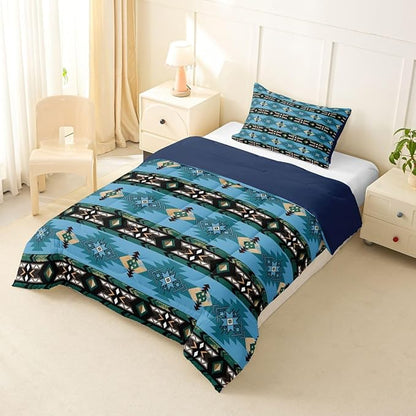 Erosebridal Southwestern Comforter Set - Twin Bohemian Geometric Quilt, Ethnic Tribal Arrow Bedding Set With Western Duvet Insert, Country Room Decor Teal