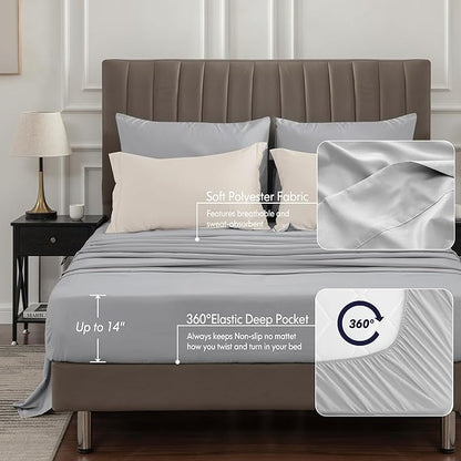 BEDELITE Twin Comforter Set 5 Pieces Bed in A Bag - Soft Microfiber Reversible Beige Bed Set with Comforters, Sheets, Pillowcase & Sham, Cozy Luxury Bedding Sets for All Season