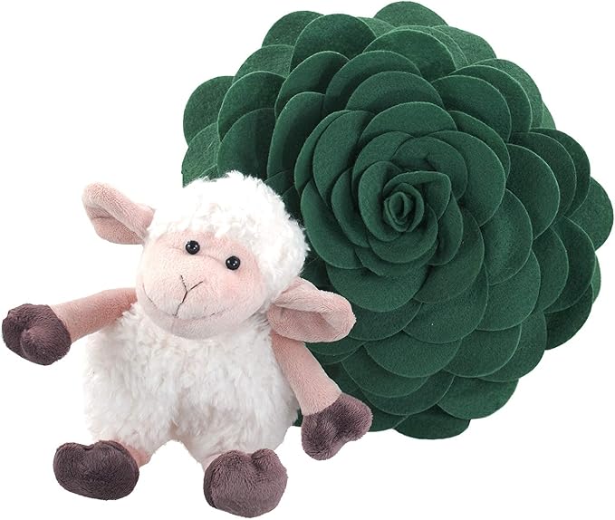 Fennco Styles Eva's Flower Garden Decorative Filled Throw Pillow 13" Round - Green Floral Accent Pillow for Home, Couch, Bed, Living Room, Holiday and Office Décor