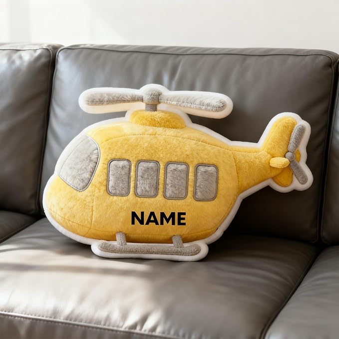 Custom Helicopter Shaped Pillow Personalized Double-Sided Printed Cute Pillow Customized Christmas Party Commemorative Gift Sofa Decorative for Boys and Girls 8-32in