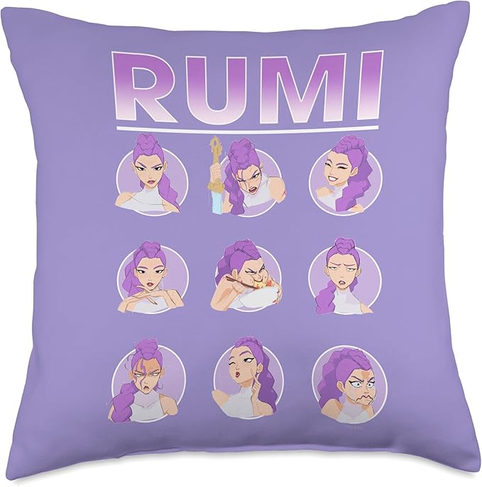 Kpop Demon Hunters Rumi Expressions Throw Pillow